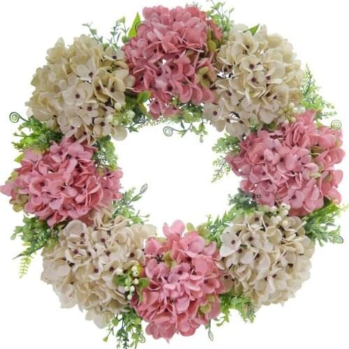 Artificial Hydrangea Wreath Spring Summer Wreath for Front Door Wall Window Idyllic Outdoor Wedding Party Home Decor