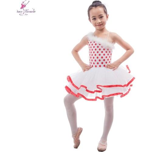 Red Polka Dots Bodice Top Girl Ballet Dance Costume For Performance/Stage Dance Tutu Dance Dress Skirted Tutus