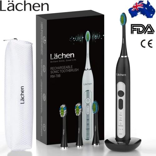 Lachen T8 Sonic Electric Toothbrush Rechargeable USB Charger Ultrasonic Teeth Brush for Adults 4 Replacement Heads fast shipping