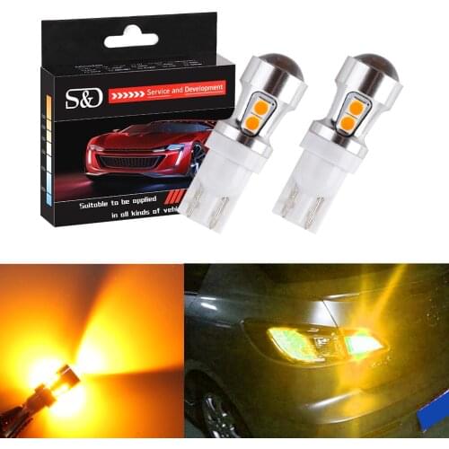 T10 Canbus OBC Error Free Bulbs Interior Emitter LED 194 W5W Car lamps External 10-SMD 3030 12V Amber Auto Lights Yellow D030