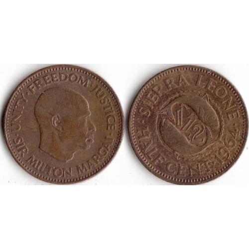 Sierra Leone 1/2 Cents 1964 Edition Coins Africa Original Coin Collectible Edition Real Rare Commemorative