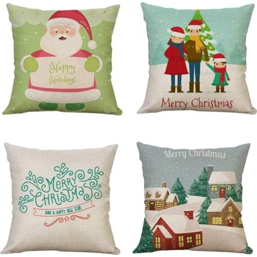 New Christmas Decorations Pillow Covers 4 Pack, Throw Pillow Cases Xmas Holiday Farmhouse Home Bedroom Decorative Cushion