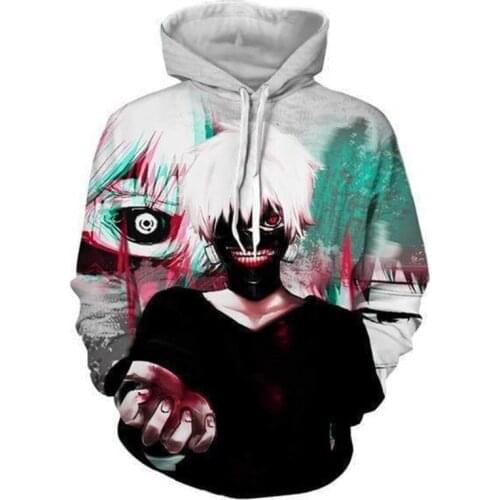 New Tokyo Ghoul 3D Printing Hoodies Ken Kaneki off cosplay costume hoodie Japan anime Sweatshirt Clohting Jackets Top