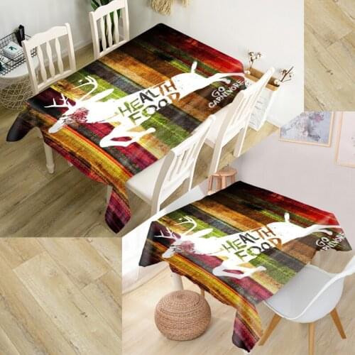 New Arrival Wood And Deer Tablecloth Waterproof Oxford Fabric Square/Rectangular Tablecloth For Wedding Table Cloth TV Covers