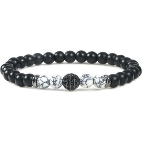 Charm Natural Stone Matte Beads Bracelet Men Micro Pave CZ Disco Ball Bracelets Women Yoga Chakra Fashion Bangle Jewelry Gifts