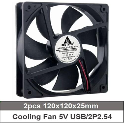 Gdstime 2pcs DC 5V 120x120mm Fan Cooler Brushless 12cm USB Cooling Fan Exhaust Brand New