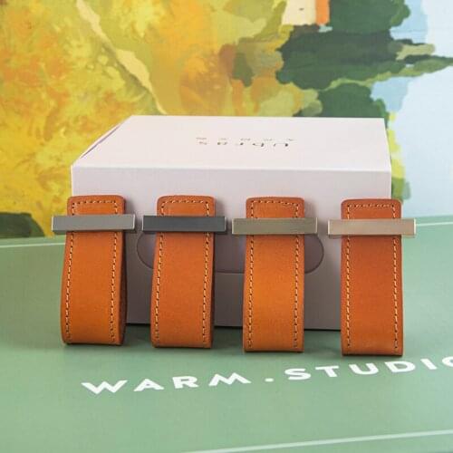 Orange Leather Handle Leather furniture handles leather drawer knobs leather cabinet handles for kitchen