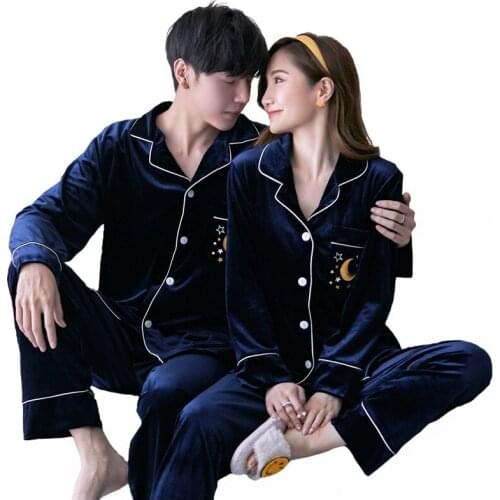 Velvet Couple Pajamas Men Nightwear Long Sleeve Sleepwear Set Men Pyjamas Sleep Tops Trousers Pijama Two Piece Pajama Set Women