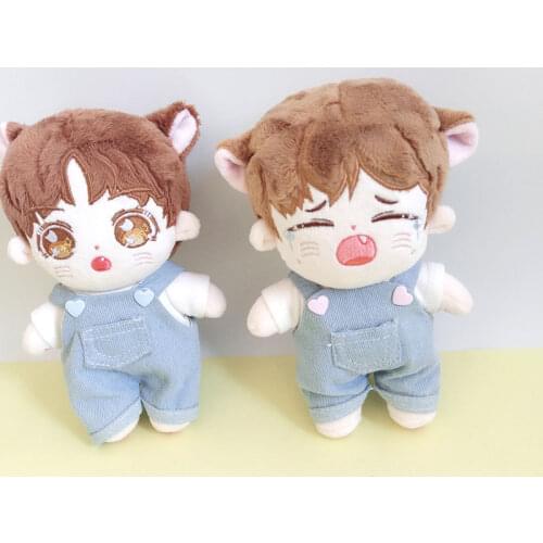 20cm Plush Dolls Clothes Husky Pants Cowboy Suspenders for Korea Kpop EXO Idol Dolls Bodysuit Clothing Fans Gift Collection
