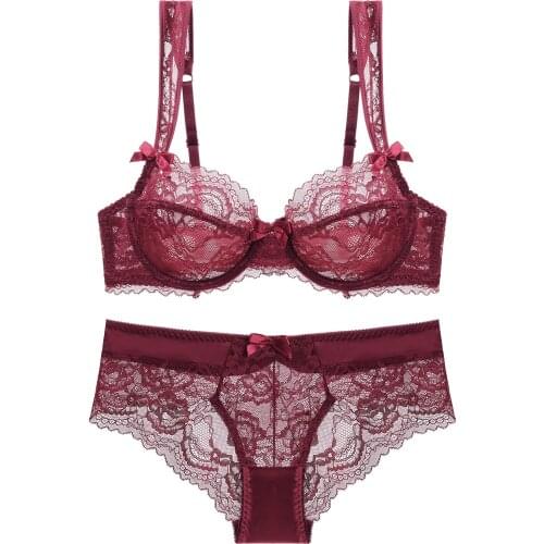 Everyday Lace Sexy Lingerie Set Lace Transparent Brassiere Set Ultra-Thin Embroidery Women Underwear Set Ladies Bra Panties Sets
