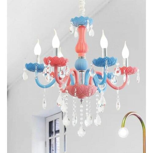Multi-color Children Lighting Led Chandelier Kid Lamp Living Room Dining Room Pink Crystal Chandelier Lamp Wedding Deco Lights