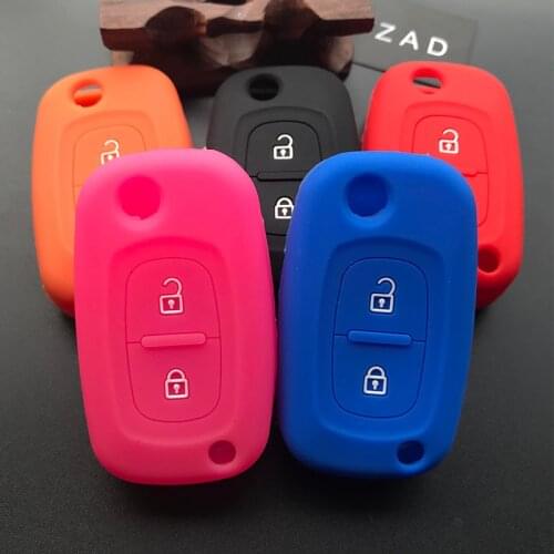 ZAD Silicone Car Key Cover Case for Renault Modus Clio Megane Kangoo Auto 2 Buttons Flip Fold Remote Key Cover Protector