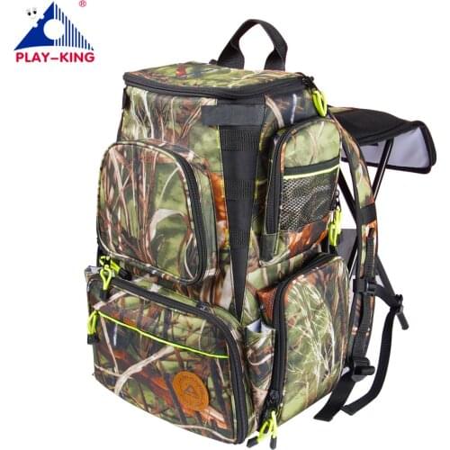 PLAY-KING Fishing Chair Folding Outdoor Leisure Sports Bag Wearable Bench Stool Backpack Hiking Hiking Multi-function Backpack