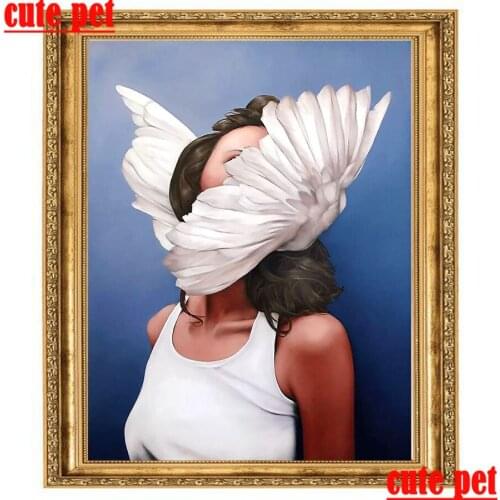 Cross Stitch Diy female art wallpaper 5d Diamond Painting Full Diamond Flower girl artwork Needlework Mosaic home art decoratio