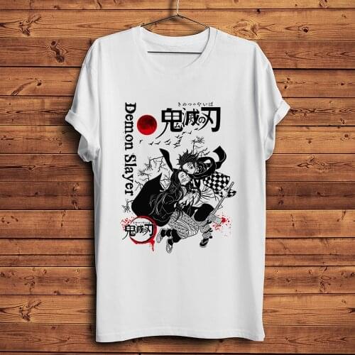 Demon Slayer Kamado Tanjirou Nezuko Funny Anime t shirt Men Homme New White Short Sleeve Casual Tshirt Unisex Streetwear Tee