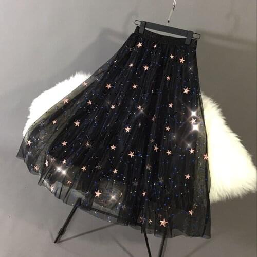 Star New Dream Constellation Segments Embroidered Screen Half length Skirt A shaped Skirt Women s Long Slim