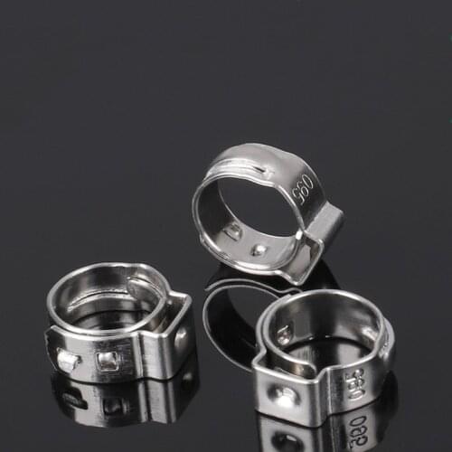 10.8-13.3 mm Pinch Clamps Stepless Single Ear Tight-Seal Vibration-Resistant for Firm Hose and Tube 304 Stainless Steel Pack 100