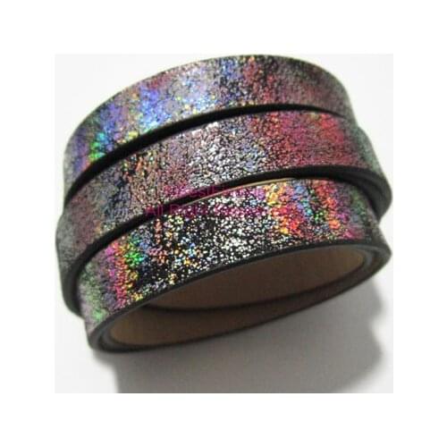 10x2mm Starry sky break leather cord 10mm Flat leather cord