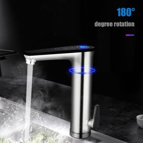 220V Kitchen Electric Water Heater Faucet Tankless Water Heater Hot Water Heating Tap with Temperature Display Touch Switch