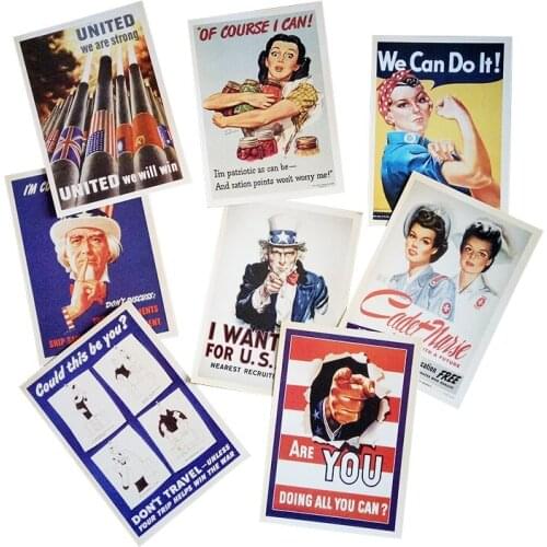 32 Pcs/pack Vintage Style WW2 Military Theme Postcards Gift Greeting Cards Classic Posters Christmas Gift