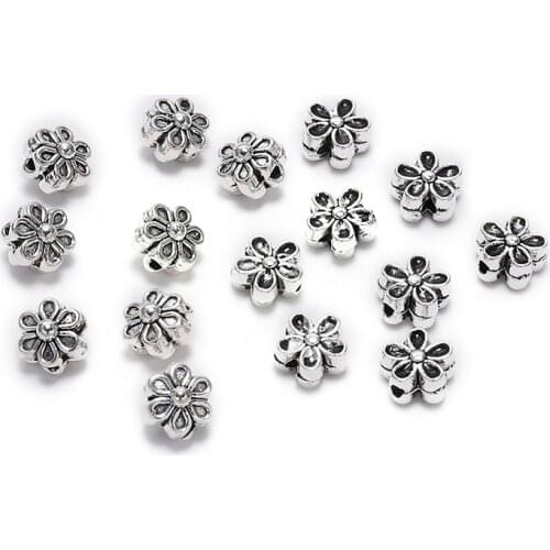 50pcs/lot 6mm Tibetan Antique Seed Spacer Flower Bead Metal Loose Beads For DIY Jewelry Making Bracelet Necklace Earrings