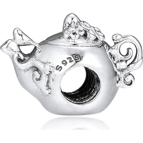 Authentic 925 Sterling Silver Charm Enchanted Tea Pot Beads for Jewelry Making Fits Original Charms Bracelet Berloque