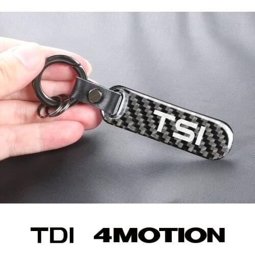 Carbon Fiber Car KeyChain Personalized Customization Logo Key Holder For VW Volkswgen TSI TDI 4Motion Key Ring Car Accessories