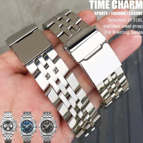 22/24mm High Quality 316L Stainless steel bracelets watch band suitable for Breitling pilot SuperOcean AVENGER silver strap mens