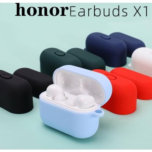 Solid color Protection funda Honor Earbuds X1 case with hook For Huawei honor Earbuds X1 TWS Wireless Bluetooth headphone case