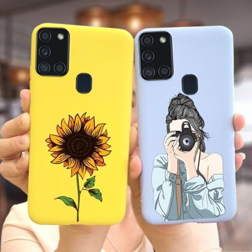 For Samsung A21s Case Soft Silicone Soft TPU Back Cover For Samsung Galaxy A21s SM-A217F A 21 s Phone Cases 6.5'' Flower Fundas