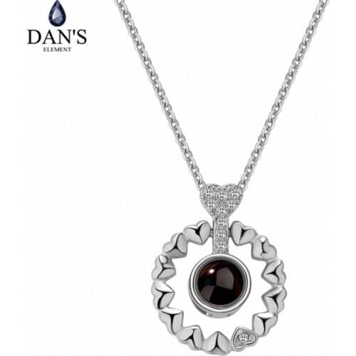 Dans Element Real Brand AAA Zirconia Micro Inlays Fashion Heart Round Pendant Necklace for women Valentines Gift #133432