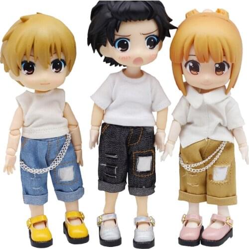 Ob11 baby clothes fashion Ripped jeans and T-shirt Vest For obitsu11 ,GSC,ob11,1/12 BJD,DOD doll clothes pants doll accessories