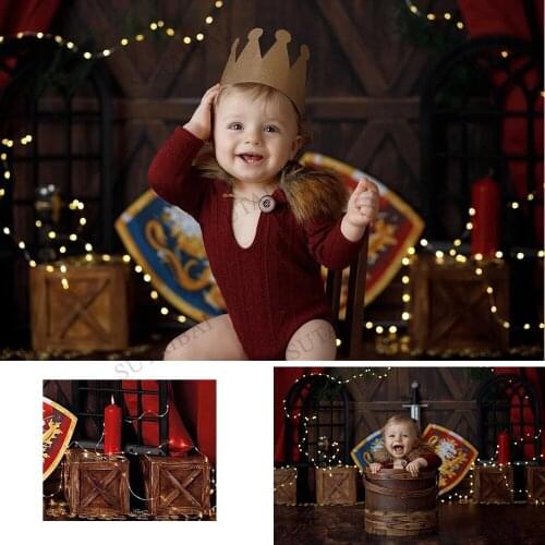 Baby Cake Smash Birthday Backdrop Decoration Circus Red Curtain Retro Rustic Wooden Background Photography Portrait Photo Studio