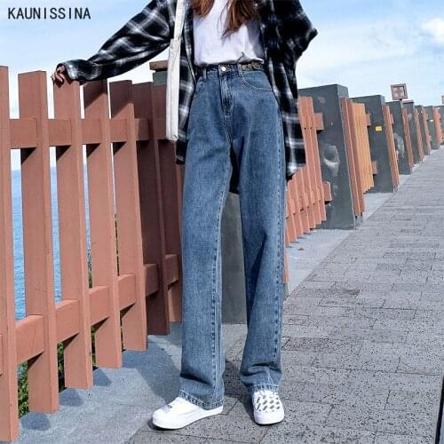High Waist Jeans Pants for Women Wide Leg Vintage Streetwear Plus Size Jeans 5XL Loose Pockets Long Straight Leg Denim Trousers