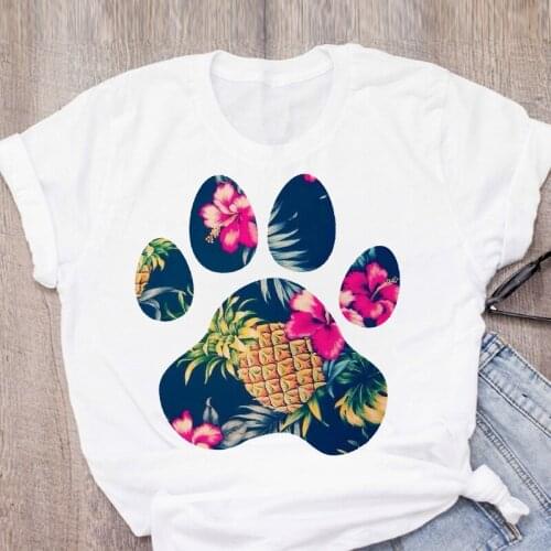 FIXSYS Women Graphic Fruit Paw Printed Short Sleeve Summer Lady Tops T-Shirt Womens Clothing Tee Female T Shirt