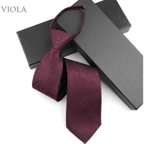 8cm Zip Tie Striped Plaid Quality Formal Polyester Lasy Necktie Men Suit Tuxedo Business Banquet Dinner Ties Male Gift Accessory