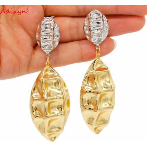 Adixyn Hawaiian Drop Earrings for Women Gold/Silver Color African Arab Party Pircing Earrings Gifts n08181