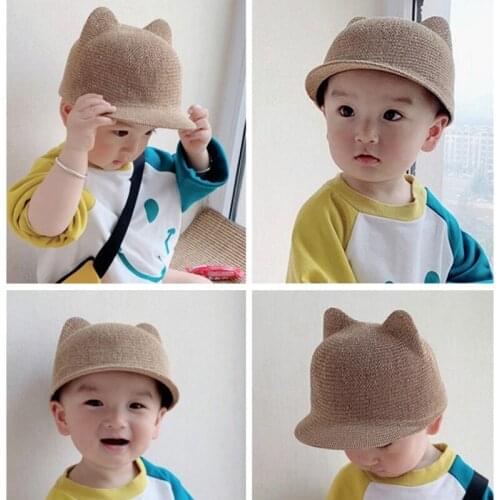 Cute Baby Bonnet Knit Summer Sun Protection Photo Shoot Accessories Newborn Baby Gift Helmet Baseball Cap Baby Props AC50MZ