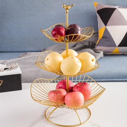 Multi-layer fruit tray modern home fruit basket snack tray coffee table fruit rack living room fruit blue lamp luxury style