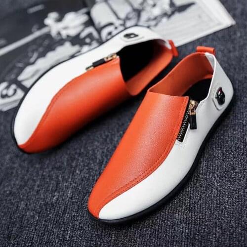 Mens driving shoes mens peas shoes British sports shoes breathable solid color non-slip spring and autumn new breathable