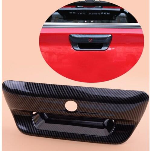 Car Rear Trunk Tailgate Door Handle Cover Trim Carbon Fiber Style ABS Plastic Fit for Dodge Ram 1500 2019 2020 2021
