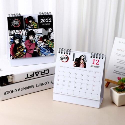 2021 Anime Demon Slayer Kimetsu No Yaiba Desk Calendar Kamado Tanjirou Cartoon Figure Desk Calendars Daily Schedule Planner