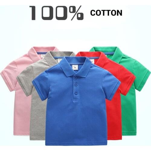 2019 New Childrens Summer Cotton Short Sleeved Shirt Baby Boys Girls Solid Color Polo Shirt 2-11Y Kids Brand Polo Clothes Out
