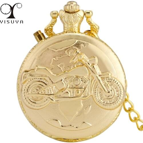 Punk Vintage Motorcycle Full Hunter LED Light Design Quartz Pocket Watch Silver/Bronze/Gold Pendant Pocket Clock Gifts Unisex