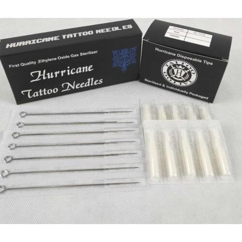 Professional Tattoo Needles And Tubes Tips Mixed (9M2+5F) Sterilized 50pcs Tattoo Needles with 50pcs Disposable Tattoo Tips