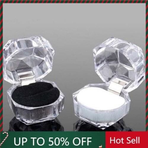Transparent Small Octagonal Ring Box Earrings Earrings Box 4*4 Acrylic Jewelry Packaging Box Jewelry Box Jewelry Organizer