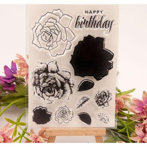 Birthday Flower Clear Transparent Rubber Stamp and Cutting Dies DIY Scrapbooking christmas stamp