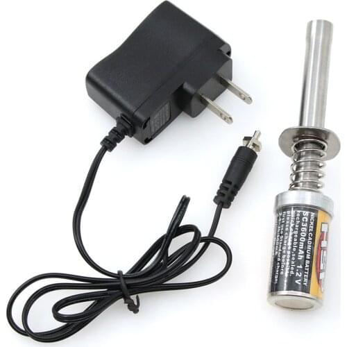 RC Nitro 1.2V 3600MAH RECHARGEABLE GLOW PLUG Starter Igniter AC Charger for Gas Nitro Engine Power 1/10 1/8 RC Car