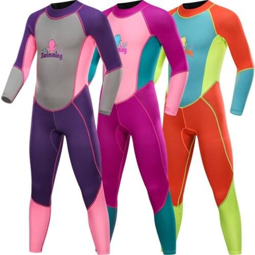 SBART Childrens 2mm colour SCR Neoprene Swimsuit Baby Wetsuits Snorkeling Surfing Kids Swimwear Long sleeve Elastic Diving Suit