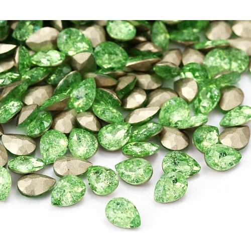 Green Color Ice Loose Rhinestones 8mm Square Shape Nail Art Rhinestones Strass Pointback Nail Rhinestones Crystal Strass